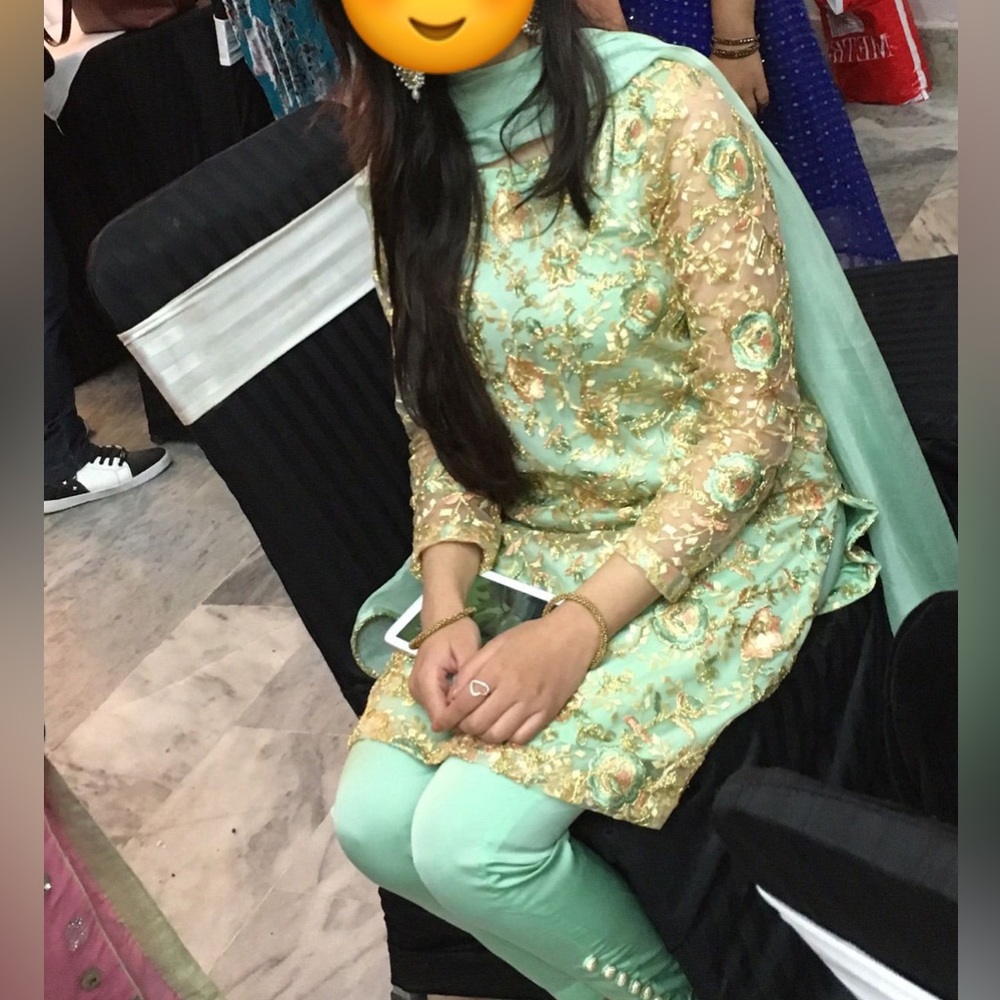Pakistani eid semi formal 3 piece shirt, trousers, dupatta